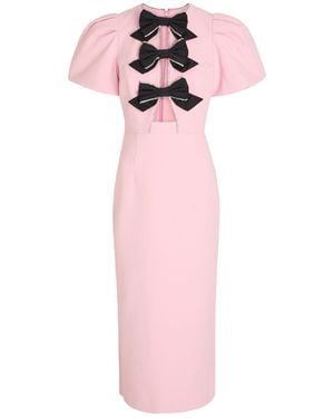 Rebecca Vallance Nemy Bow-Embellished Crepe Midi Dress - Pink