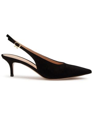 Gianvito Rossi Robbie 55 Suede Slingback Pumps - Black