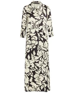 Dries Van Noten Rimi Floral Print Satin Coat - White