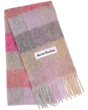 Acne Studios Vally Checked Wool-Blend Scarf - Pink
