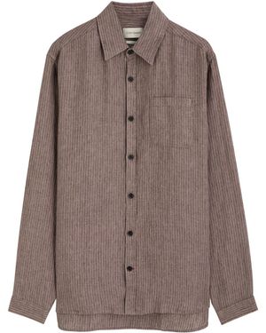Oliver Spencer New York Special Striped Cotton-Blend Shirt - Brown