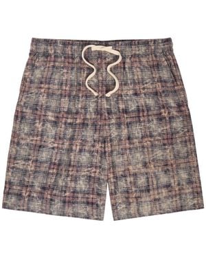 Picante Rocco Checked Cotton Shorts - Brown