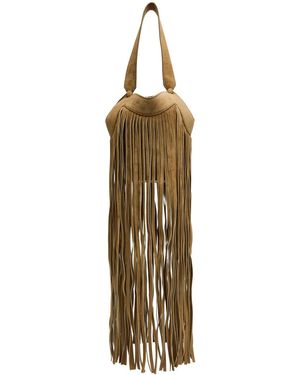 KHAITE Lotus Nano Fringed Suede Tote - Metallic