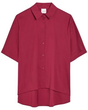 Max Mara Cropped Cotton-Blend Shirt - Red