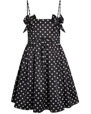 Ganni Polka-Dot Stretch-Satin Mini Dress - Black