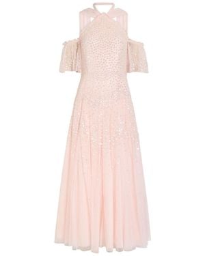Needle & Thread Sequin-Embellished Halterneck Tulle Gown - Pink