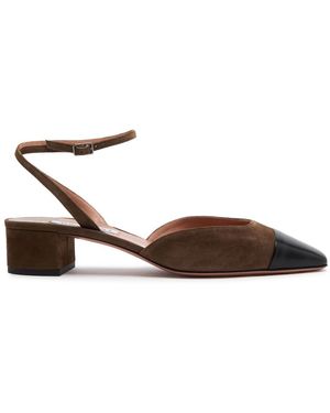 Aquazzura French Flirt 35 Panelled Suede Court Shoes - Brown