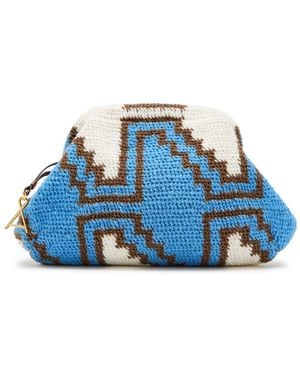 Among Equals Bilum Patterned Wool-Blend Clutch - Blue