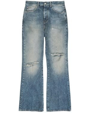 Amiri Slashed Distressed Bootcut Jeans - Blue