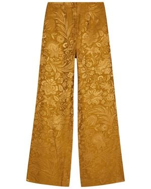 Veronica Beard Ronin Floral Jacquard Satin Pants - Yellow