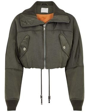 Dion Lee Cropped Nylon Bomber Jacket - Green