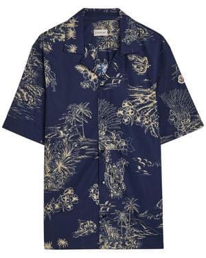 Moncler Printed Cotton-Poplin Shirt - Blue