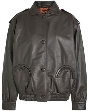 Blazé Milano Ares Charlie Leather Bomber Jacket - Gray