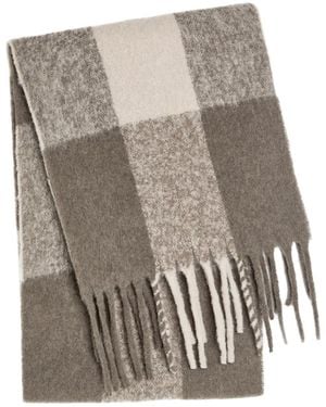 Eileen Fisher Boucle Cloud Checked Alpaca-Blend Scarf - Grey