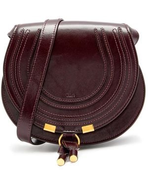 Chloé Marcie Small Glossed Leather Saddle Bag - Purple