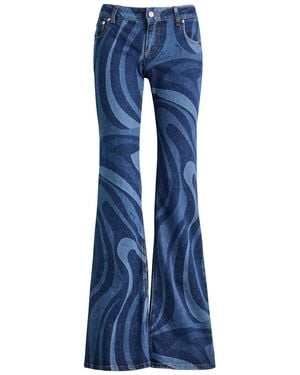 PUCCI Wave-Printed Flared-Leg Jeans - Blue