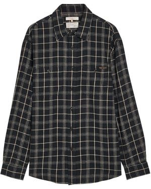 Nudie Jeans Checked Cotton And Linen-Blend Shirt - Black