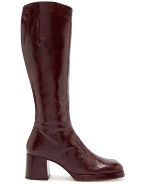Miista Donna 65 Crinkled Patent-Leather Knee-High Boots - Red