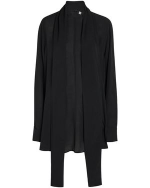 TOTEME Draped Scarf Woven Blouse - Black