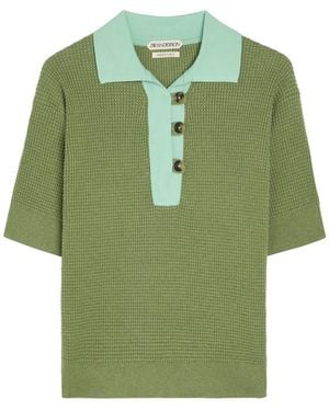 JW Anderson Waffle-Knit Cotton-Blend Polo Shirt - Green
