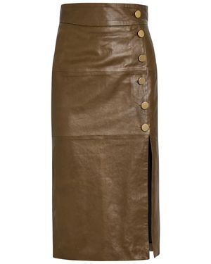 SKIIM Lucy Leather Midi Skirt - Green