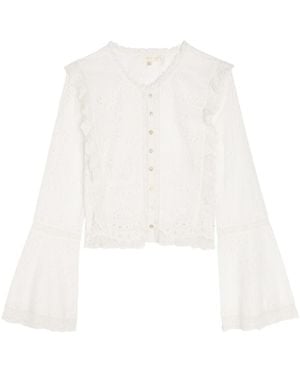 LoveShackFancy Hawthorne Embroidered Cotton Top - White