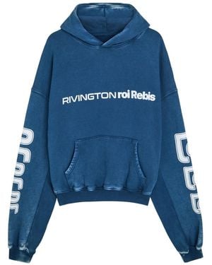 RIVINGTON roi Rebis Metanoi Printed Hooded Cotton Sweatshirt - Blue