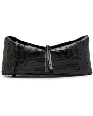 STAUD Eve Crocodile-Effect Leather Clutch - Black