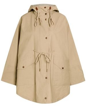 Moncler Brunnera Logo-Appliquéd Cotton-Blend Parka Coat - Natural