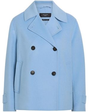 Weekend by Maxmara Double-Breasted Wool-Blend Coat - Blue