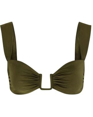 Away That Day Cannes Gathered Bikini Top - Green