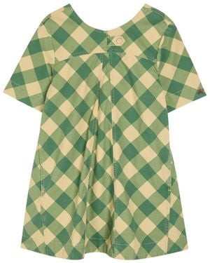 Damson Madder Bridget Reversible Cotton Mini Dress - Green