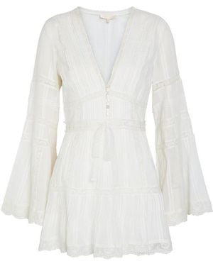 LoveShackFancy Kinsale Lace-Trim Cotton Mini Dress - White