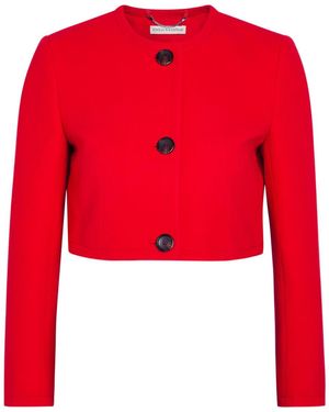 Emilia Wickstead Lizette Wool-Crepe Cropped Jacket - Red