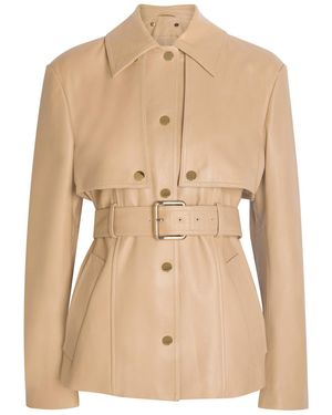 Sportmax Detachable Sleeve Leather Jacket - Natural