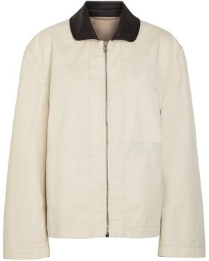 Lemaire Leather Collar Cotton Jacket - Natural