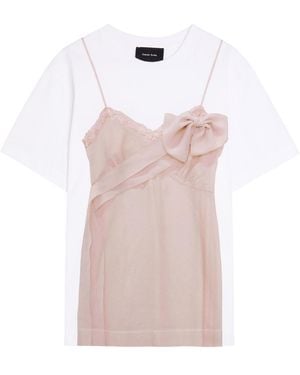 Simone Rocha Bow Sash Slip Dress Trompe 'Oeil Printed Cotton T-Shirt - Pink