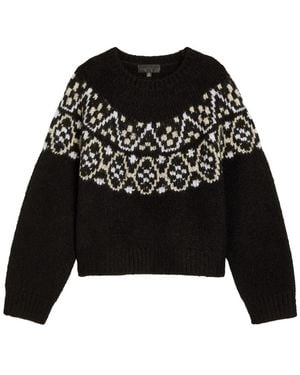Nili Lotan Chrissy Patterned Cashmere And Silk-Blend Sweater - Black