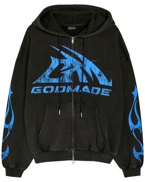 God Made Logo-Print Hooded Cotton Sweatshirt - Black