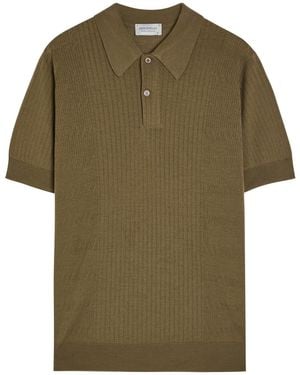 John Smedley Croall Ribbed Merino Wool Polo Shirt - Green