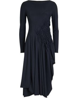 High Canticle Gathered Stretch-Polyamide Midi Dress - Blue