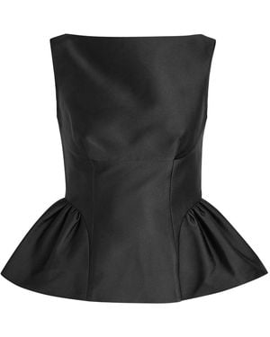 Roland Mouret Gathered Taffeta Top - Black
