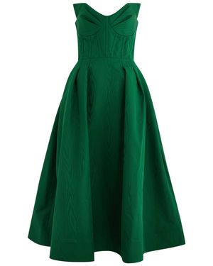 Rebecca Vallance Luiza Strapless Moiré Midi Dress - Green