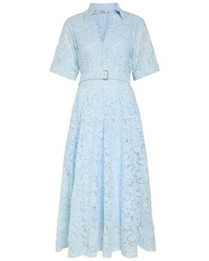 Jonathan Simkhai Deanna Floral-Appliquéd Lace Midi Shirt Dress - Blue