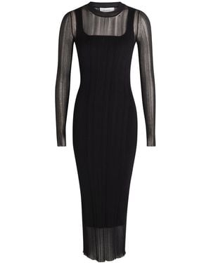 Sportmax Ribbed Fine-Knit Midi Dress - Black