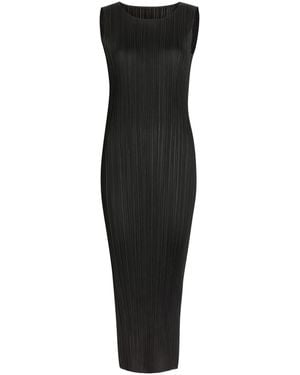Pleats Please Issey Miyake Pleated Woven Midi Dress - Black