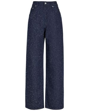 Jacquemus Le De-Nimes Large Frayed Wide-Leg Jeans - Blue