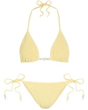 Hunza G Gina Beaded Detail Bikini - White