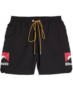 Rhude Moonlight Print Nylon Shorts - Black