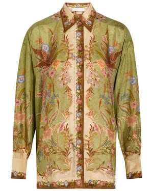 Zimmermann Indra Printed Silk Shirt - Green